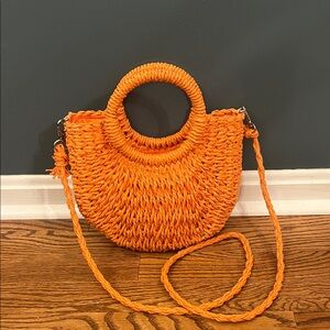 Orange Woven Handbag
